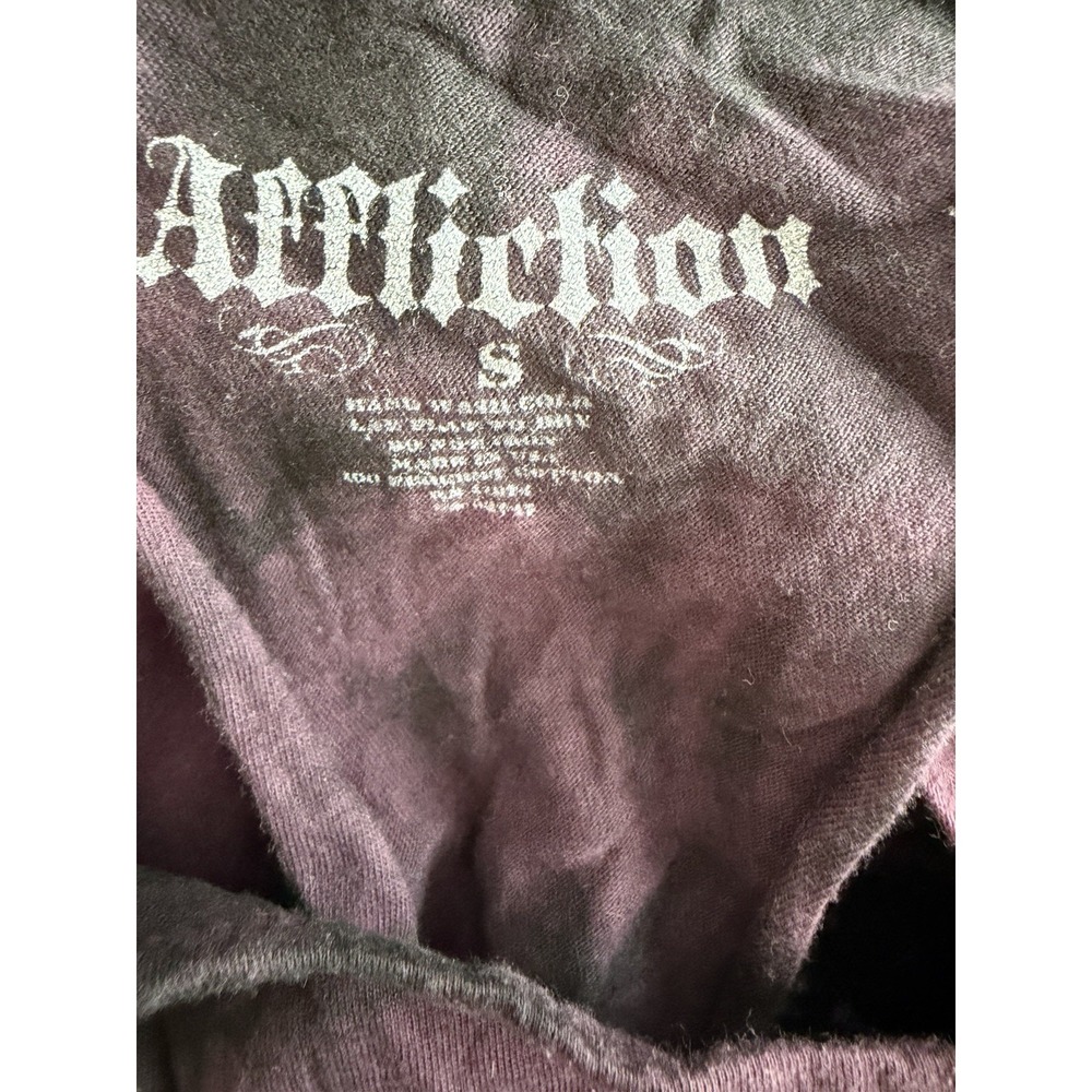 Affliction Belvedere Tie-Dye Shirt Open Back‎ Y2K Grung Purple Womens Size Small - Picture 10 of 10